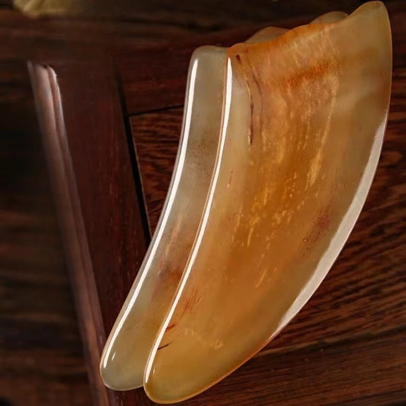 Natural Cow Horn Scraping Board, Universal for The Whole Body, Unclogging Meridians, Back, Neck, Leg Beauty Massage Board