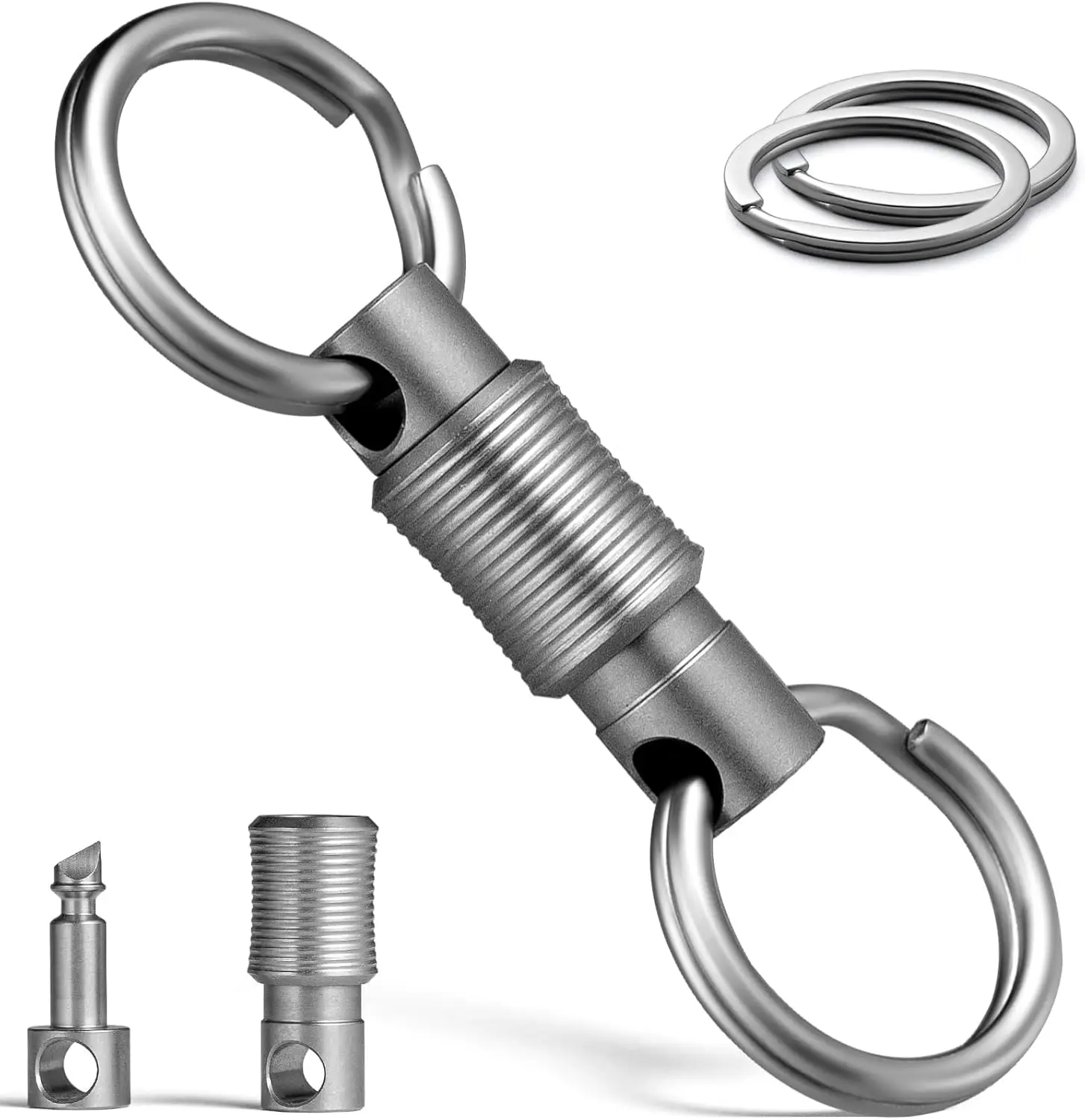 

Quick Release Keychain,Titanium Detachable Swivel Key Chain,EDC Quick Disconnect Key Ring Linker,Frosted Keychain+keyring