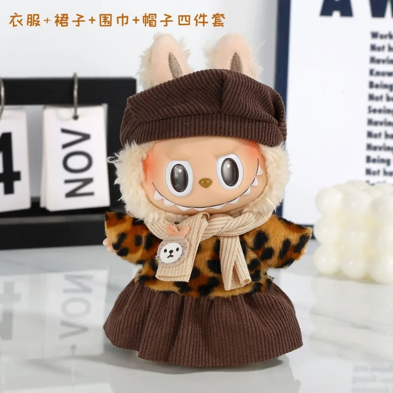 Baju Bayi Labubu 17 Cm Baju Liontin Vinil dengan Pengganti Baju Bayi Mewah Topi Sepatu (Hanya Baju Bayi) Mainan Kotak Buta