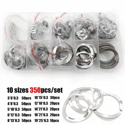 1Box 350pcs/set M3 M4 M5 M6 M8 M10 M12 M14 M16M19 304 Stainless Steel Three Wave Crest Type Spring Washer Gasket  Assortment Kit