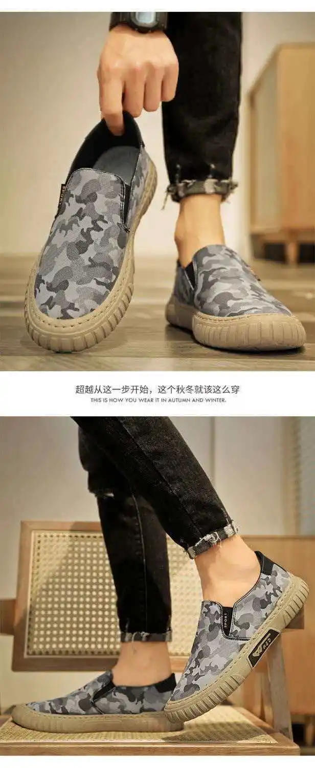 Camouflage Canvas Herren Freizeitschuhe Atmungsaktive Sommer Sportliche Slip-On Peking-Freizeitschuhe Runde Zehenkappe Flacher Absatz Leichte Schuhe – Detail 15