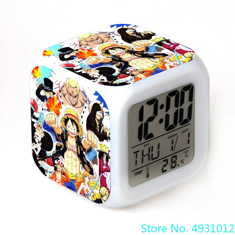 

Anime Chopper Zoro One Piece Luffy LED Digital Clocks Nami Sanji Ace Sanji Robin Alarm Clock 8x8x8cm Figure Toys Doll Gift
