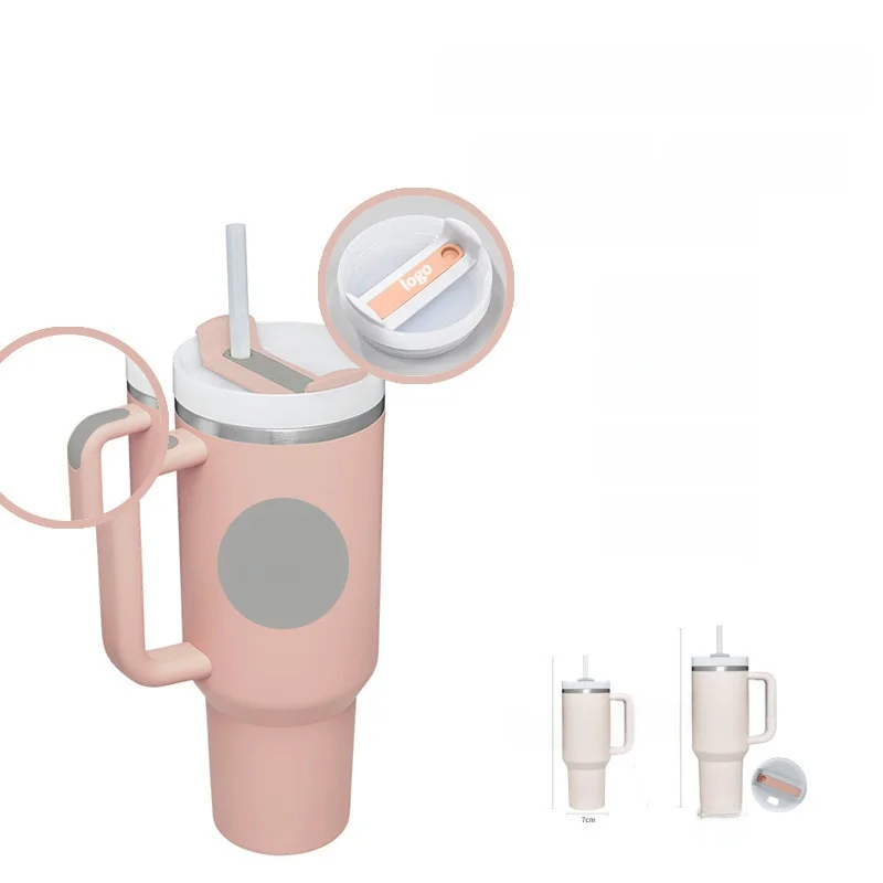 New Generation 40oz Stainless Steel Handle Cup with Straw Beer Insulated Car Cup Women's Style Vehicle Mounted Cold Preservation