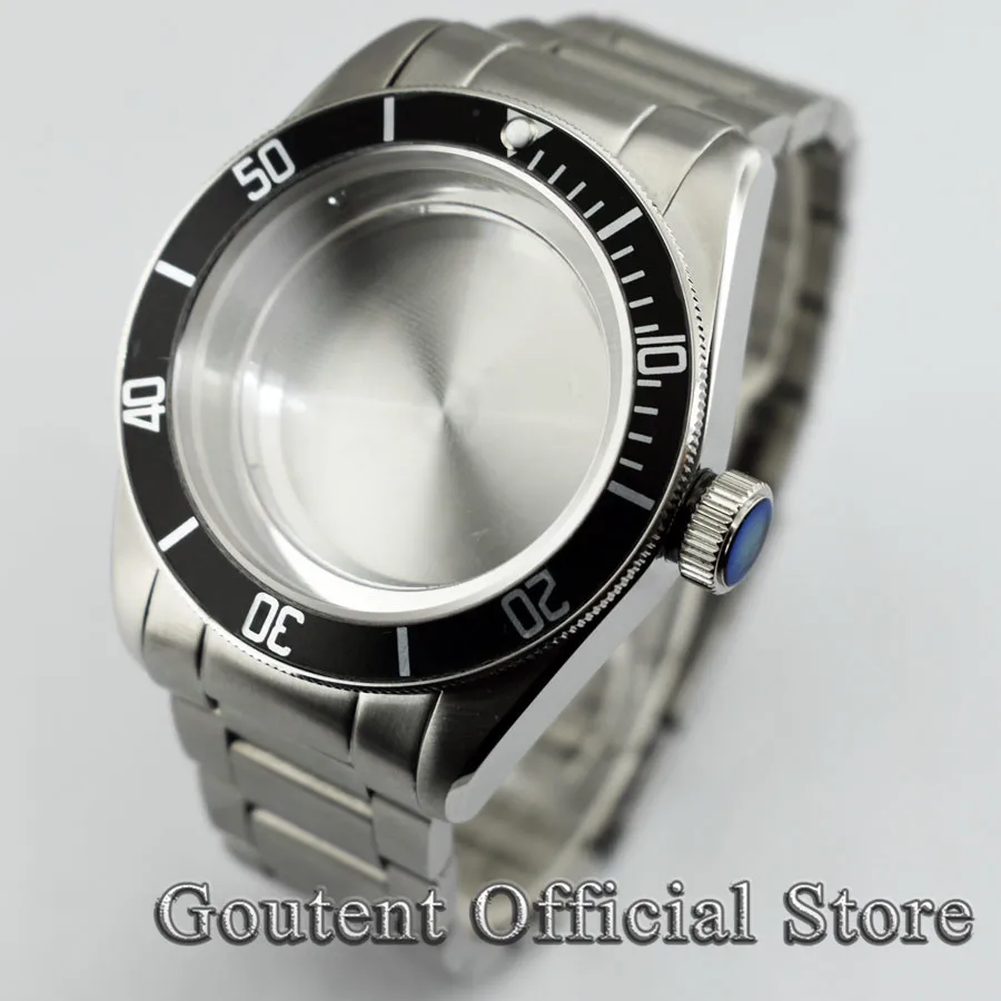 

Goutent 41mm Silver Watch Case With Bezel Sapphire Fit NH35 NH36 Miyota 8205/8215/821A,DG2813 3804,ETA 2836 Movement