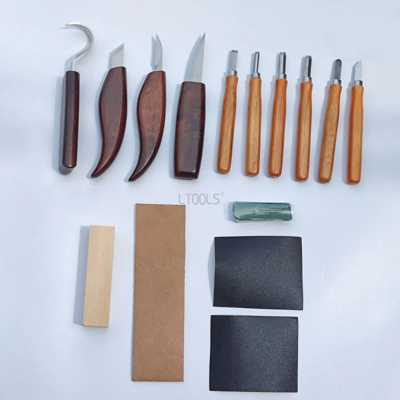 Wood Carving Tools Set with Walnut Handle Round Shank Gouges Chisels Scrapers Tools for Hand Carving Premium Quality Durable