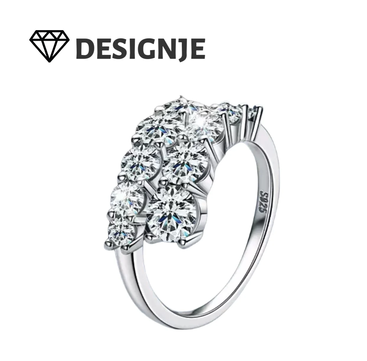 

New luxury personalized ring high-end sense moissanite twisting arm double-headed open ring