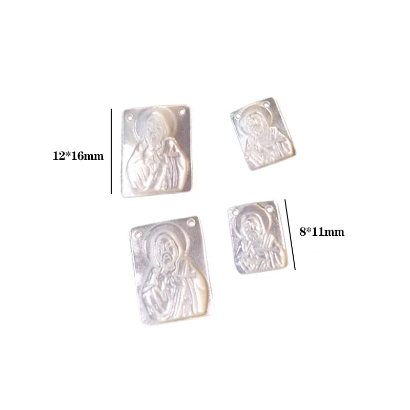 Natural Shell Jesus Charm For Jewelry Making 2 Hole Jesus Pendant For Necklace Bracelet Wholesale 10pcs