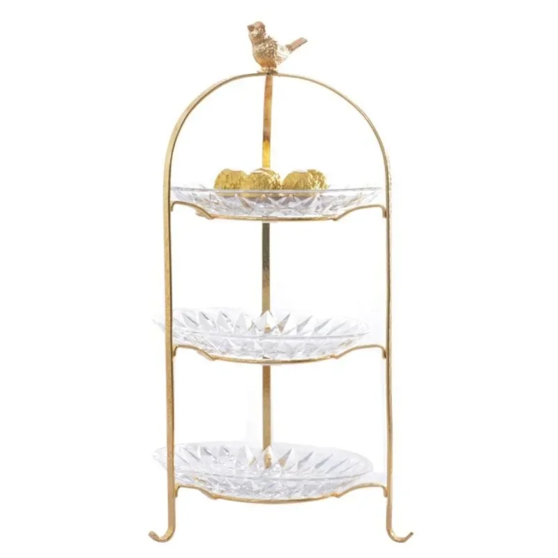 BJ05 Modern Simple Light Luxury Golden Glass Cake Dessert Fruit Tray Wedding Photography Props Snack Stand