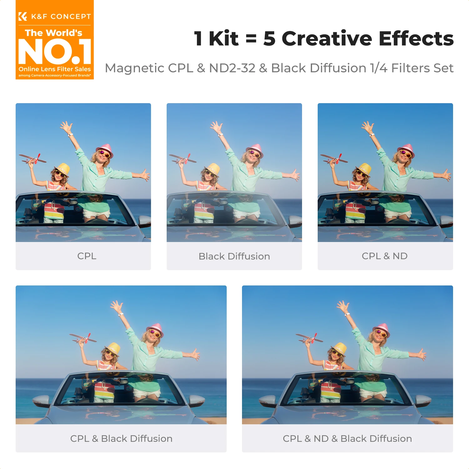 K&F Concept 마그네틱 필터 키트 ND2 ND32 필터 CPL 필터 1/4 블랙 프로 미스트 필터 (마그네틱 어댑터 및 캡 포함) 67mm ~ 82mm