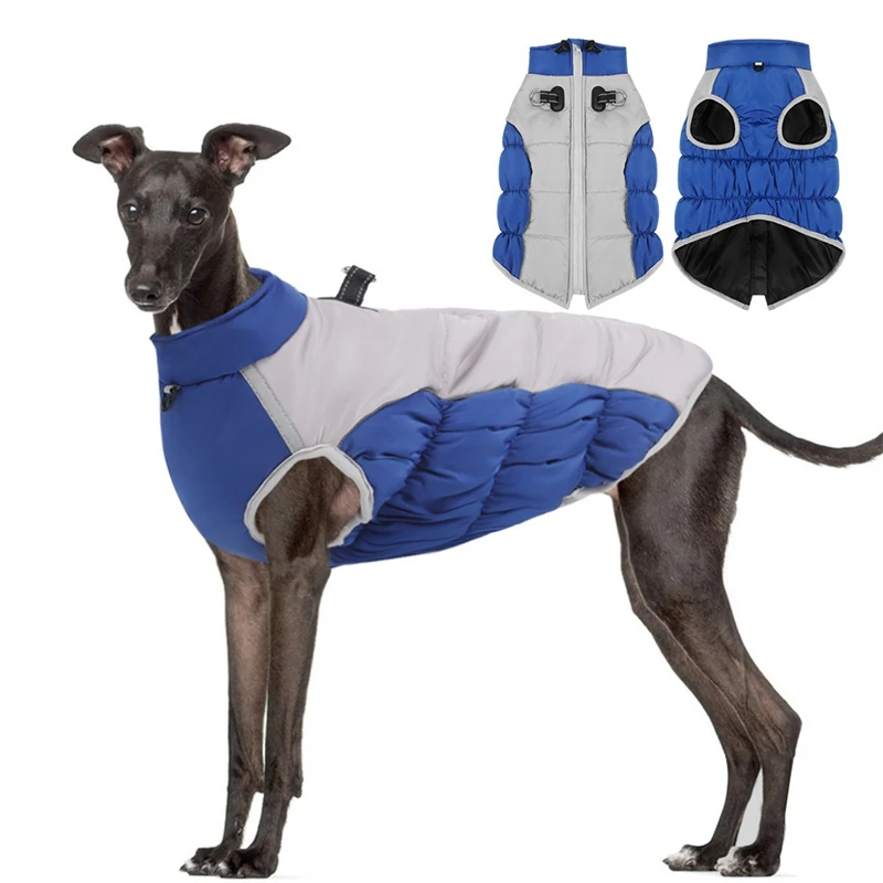 Winter Cotton Jacket for Large Dogs Thicken Light Reflective Medium Puppy Vest Sweatshirt Elastic Belly Windproof Pet Coats