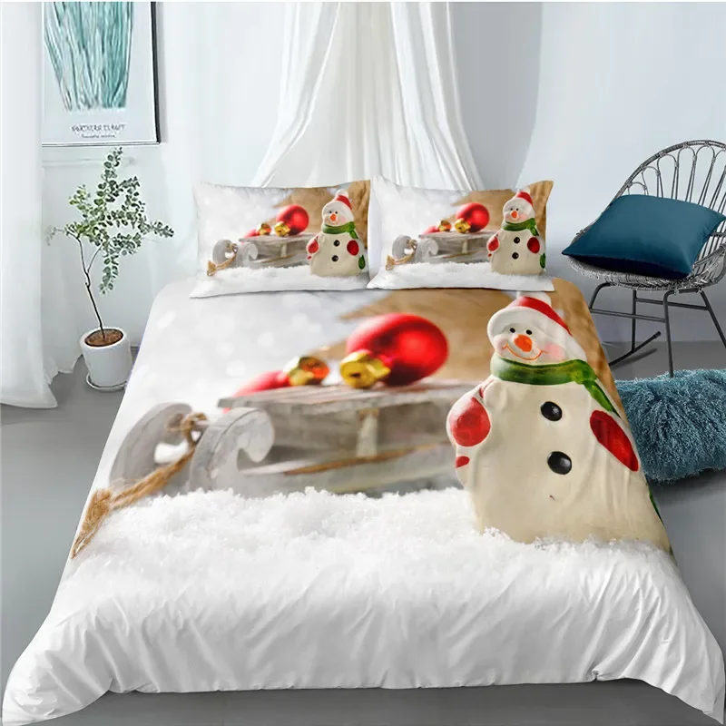 Funda nórdica navideña de todas las tallas 3D, juego de cama de Papá Noel, funda de edredón tamaño doble Queen King, colchas suaves con funda de almohada, juego de Navidad