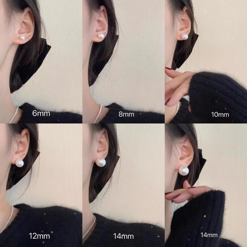 

The elegant white lustrous pearl stud earrings and ear clips from South Korea are exquisite and simple imitations of pearl round