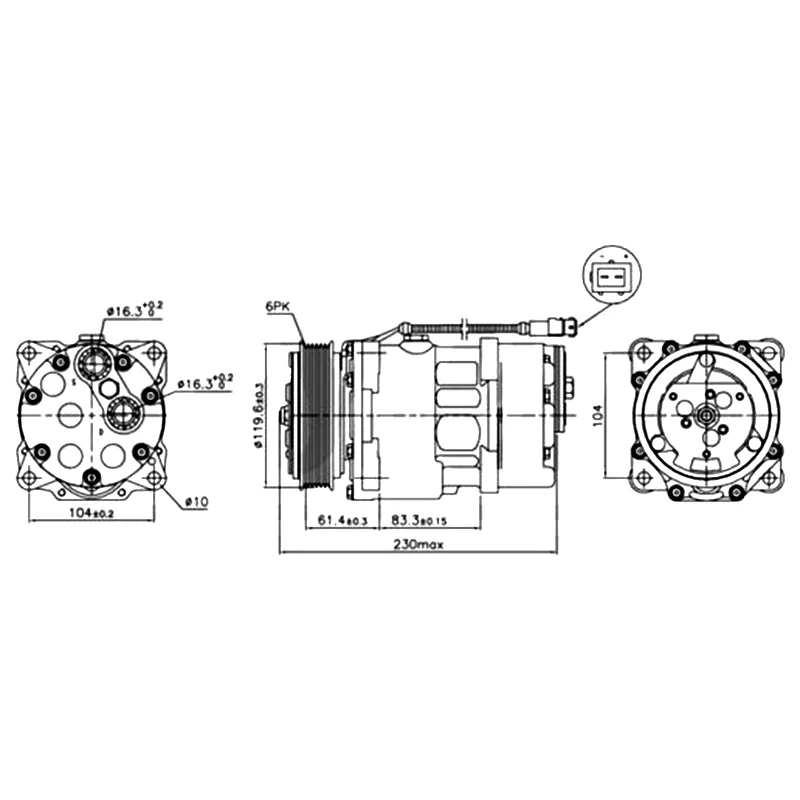 SD7V16 Car AC Compressor for CITROEN XANTIA PEUGEOT 306 406 806 EXPERT 6453FE 6453GA 6453L5 9613260680 9640486480 1106 1227 1218