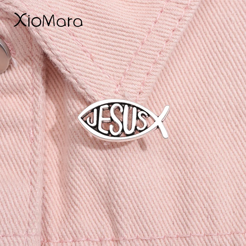 Jesus Christian Fisch Embleme Emaille Pin Religion König Ichthus Symbol Brosche Revers Rucksack Abzeichen Schmuck Geschenk für Freunde