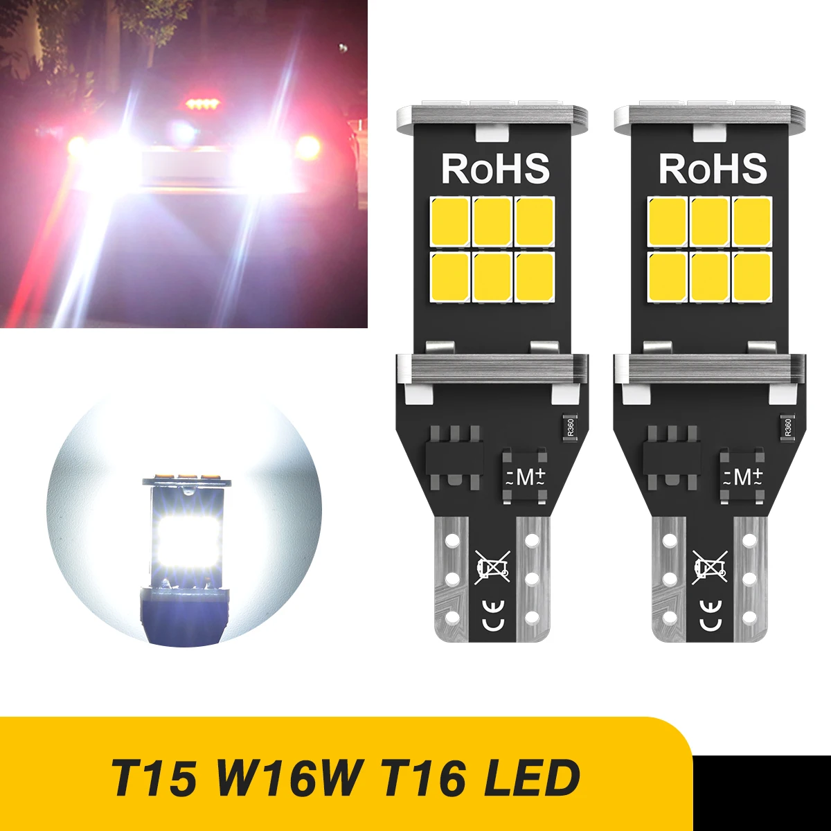 

2pcs T15 W16W Led Car Reverse Light 15SMD 2835 Chips White 6000K Super Led For Kia Sportage SL 2016~2021