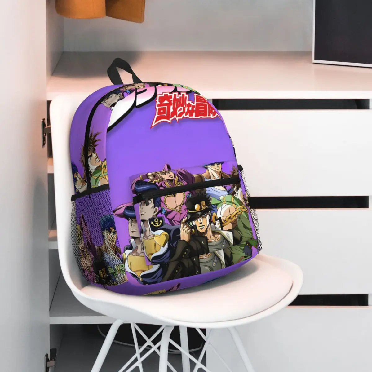 Jojo Bizarre Adventure Anime Cartoon Student Backpack School Bag Hiking Travel Daypack for Boys Girls Bookbag Shoulder Bags