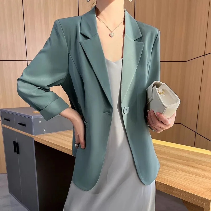 Thin Suit Jacket Spring Autumn New Women Korean Style Loose Fashion Single-breasted Suits Female Leisure Professional Clothes