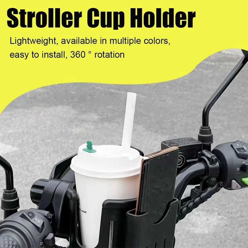 2in 1 Stroller Motorcycle Phone Holder Water Cup Holder 360° Rotation Adjustable Rust Proof Bicycle Outdoor Accessories 1pc