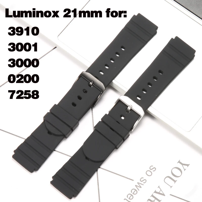 

21mm Soft Silicone Strap For Luminox 0200 3901 7050 3001/3000 Men's Sports Waterproof Replacement Bracelet Watch Accessories