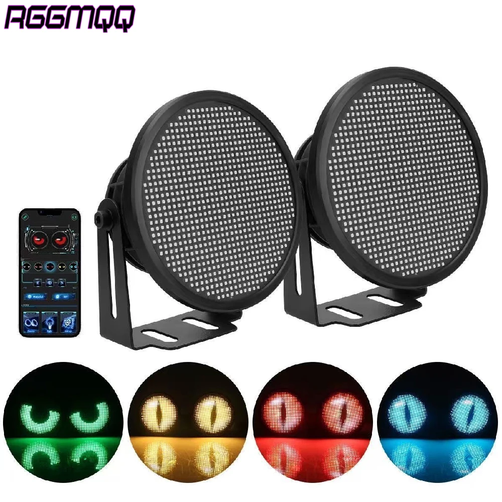 1Pair Motorcycle Devil Eye LED Atmosphere Light -  Halloween LED Devil Eyeball Fog Lights Headlights Universal with APP Control