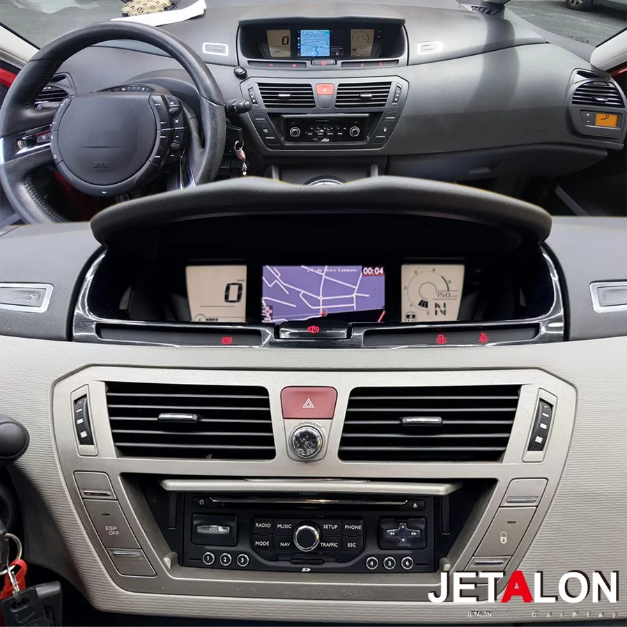 Radio Estéreo para Auto con GPS Navi Android 15 BT para Citroen C4 Picasso 2006-2013, Pantalla con Android Auto, Carplay Inalámbrico y Wifi