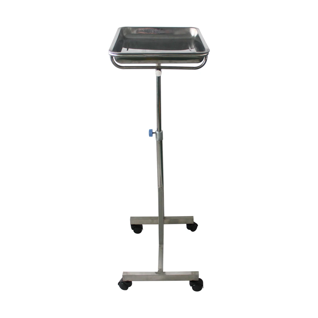 Hospital Height Adjustable 45*35 50*40 60*40cm Tray Size OEM Surgical Medical Stainless Steel Tray Table Mayo Trolley