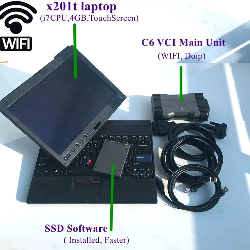 

MB SD C6 VCI Star Diagnosis Tool DOiP C6 Wi-Fi для автомобилей Mercedes OBD2 480 ГБ SSD в использовании ноутбук X220T I5 CPU 4G RAM Готовая к использованию