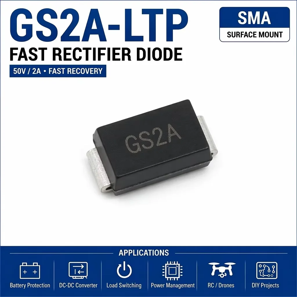 (100 pcs) GS2A-LTP SMA (Marking GS2A) - Standard Rectifier Diode 50V 2A 1.1V