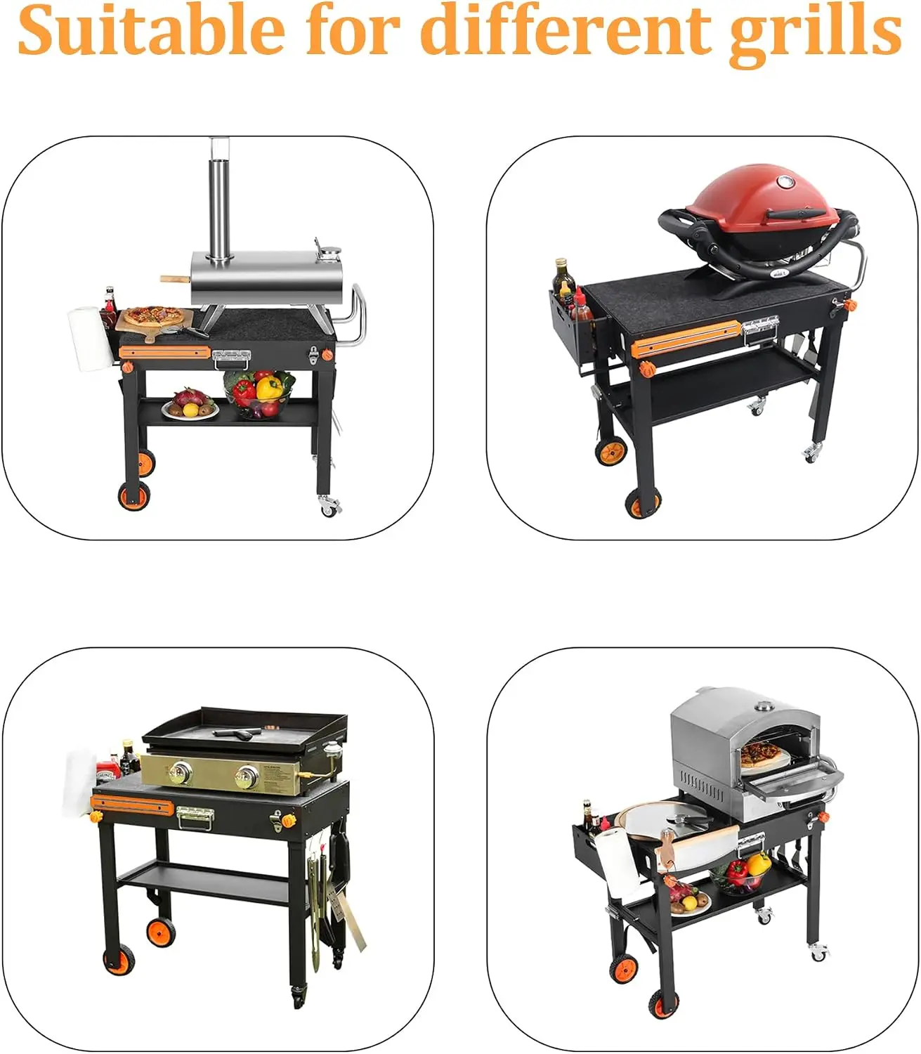 Grill Table For Blackstone Griddle 22 and 17 Inch, Grill Carts Outdoor With Wheels, Heavy-Duty Grill Stand, Foldable Quickly