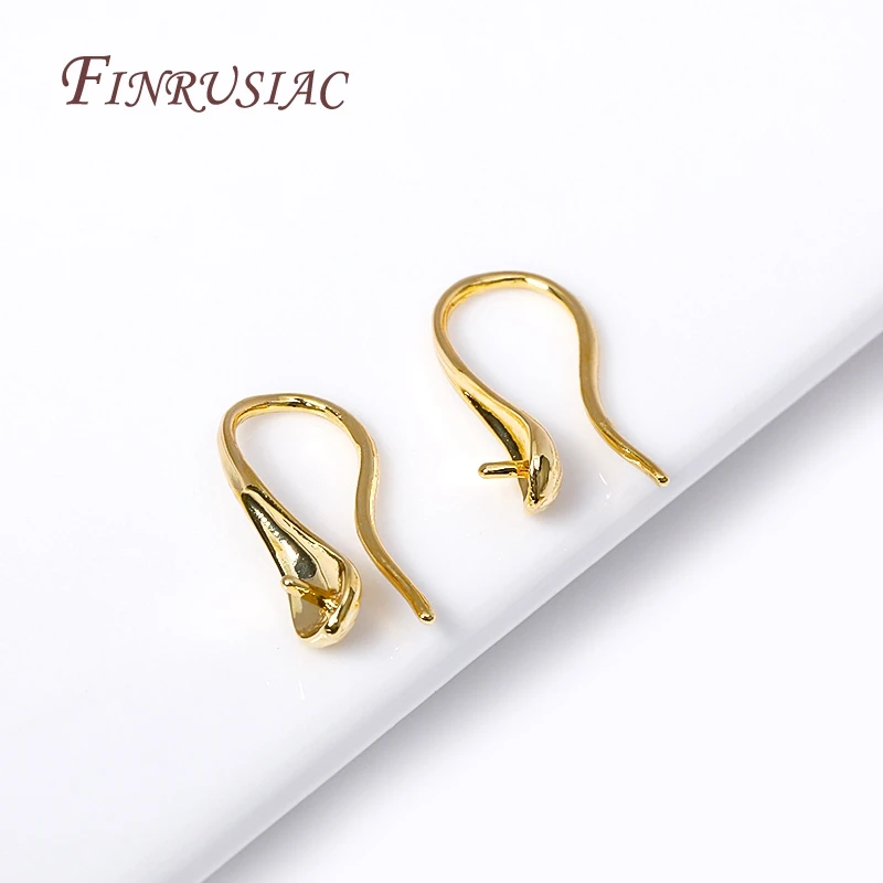 18K Gold Plated Earrings Hooks with Pearl Ear Wire Mounting DIY Pearls Earring Findings