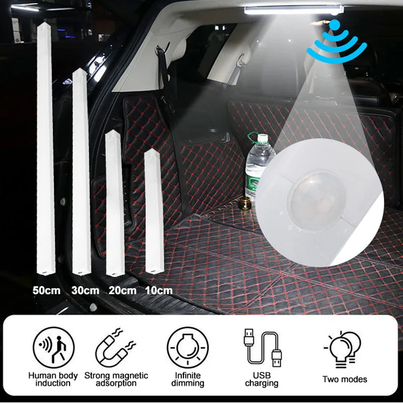 Car Interior Light Strip Bar Lamp Type-C Charging Led for Van Bus Caravan Luggage Compartment Light Wireless Motion Sensor Light