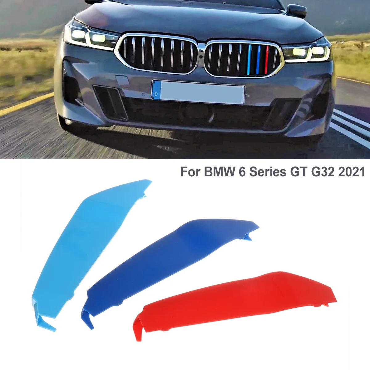 3PCS 3 Color Grille Grill Cover Clip Trim Front Grille Trim Strips Fit For BMW 2/6/7 Series F02 GT G32 F44  2009-2021