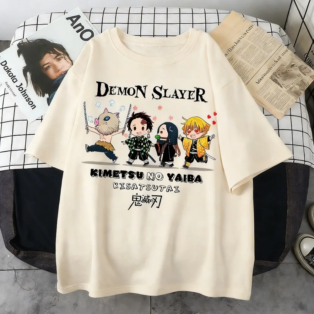 T-shirt imprimé Demon Slayer pour hommes et femmes, grande taille, décontracté, pour parents et enfants, mode streetwear, style Harajuku Y2K
