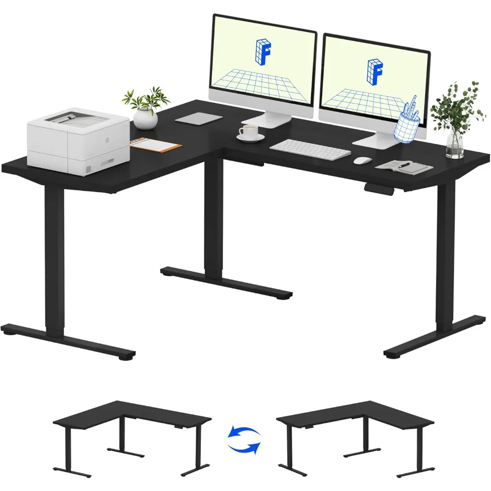

L Shaped Standing Desk,Electric Height Adjustable Corner Desk, Sit Stand Computer Workstation, Preset Controller, Home Office