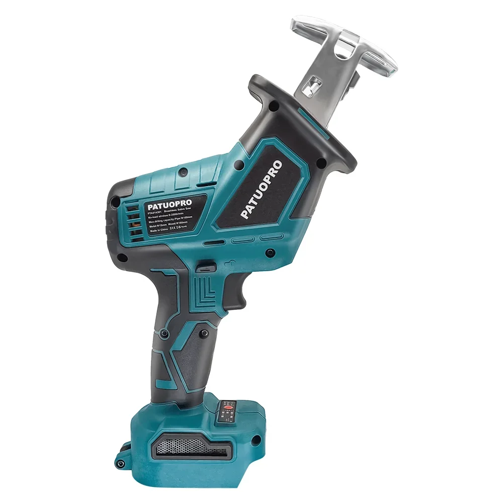 

PATUOPRO Brushless Reciprocating Saw With 4 Saw Blades Cordless Electric Saw Cutter Power Tool For Makita 18VBattery(No Battery)