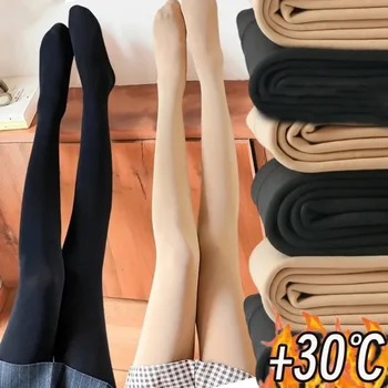 1/2Pcs Verdickte Samt Strumpfhosen Winter Frauen Mädchen Einfarbig Elastische Thermische Hosen Warme Bequeme Hohe Taille Wolle Leggings