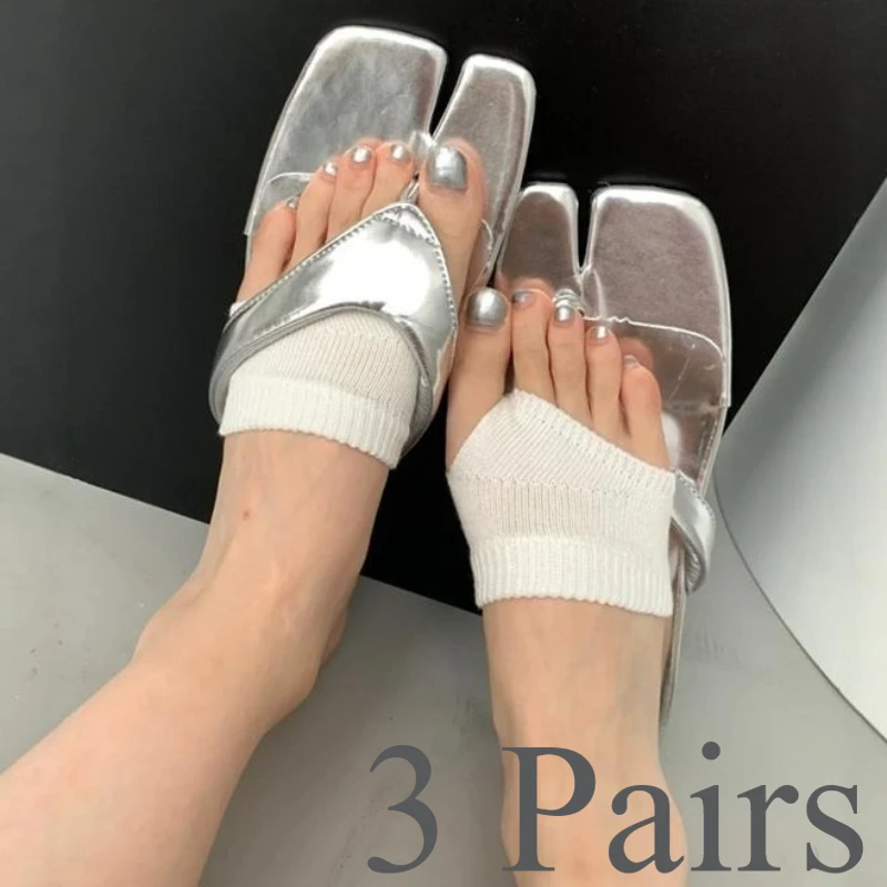 3Pairs New White Tabi Socks Breathable Cotton Solid Toe-Separated Socks Summer Sweat-Absorbing Two-Toed Forefoot Flip Flop Socks