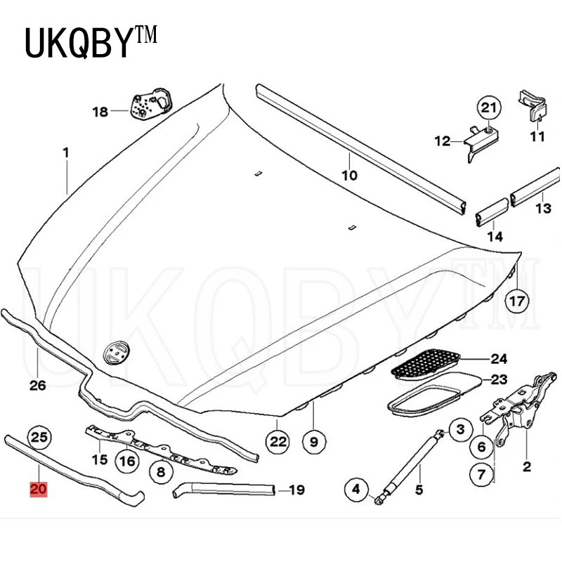 Sealing element front part of car cover 3system E90 E91 320 325i 51767143757