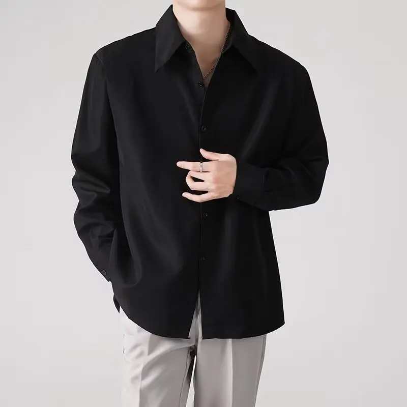 White Shoulder Padded Shirt Men's Spring And Autumn New Korean Version Loose Men's Long-sleeved Shirt