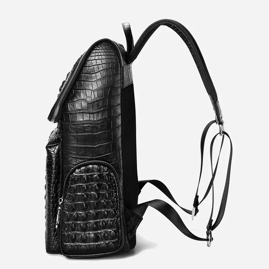 2024 New Fashion Genuine Leather Men Backpacks Alligator Male Korean Backpack Large Business Casual Laptop School Computer Bag