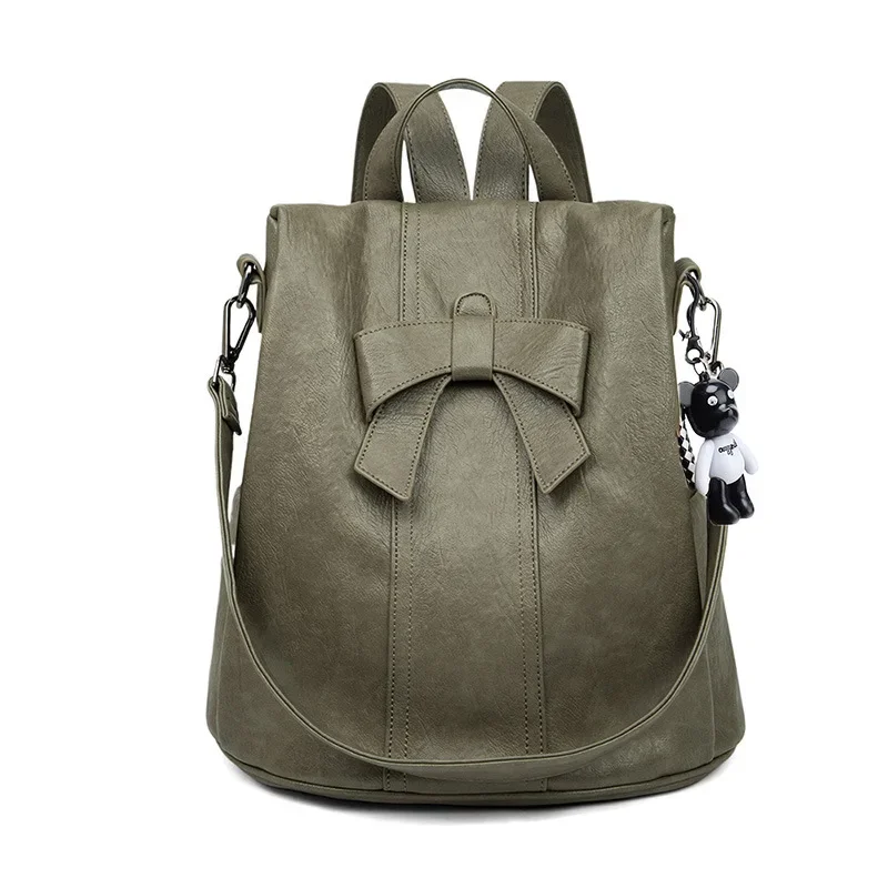 2024 Hot Women’s Bow Backpack Designer High Quality Soft Leather Simple Fashion Backpack Large Capacity Antitheft Shoulder Bags