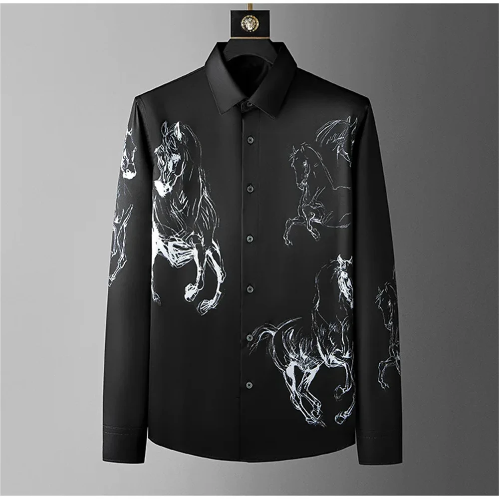 Printed Shirt Men's Casual Shirt High Quality Fashionable Korean Style Plus Size Men's Clothing Camisas Para Hombre Elegantes