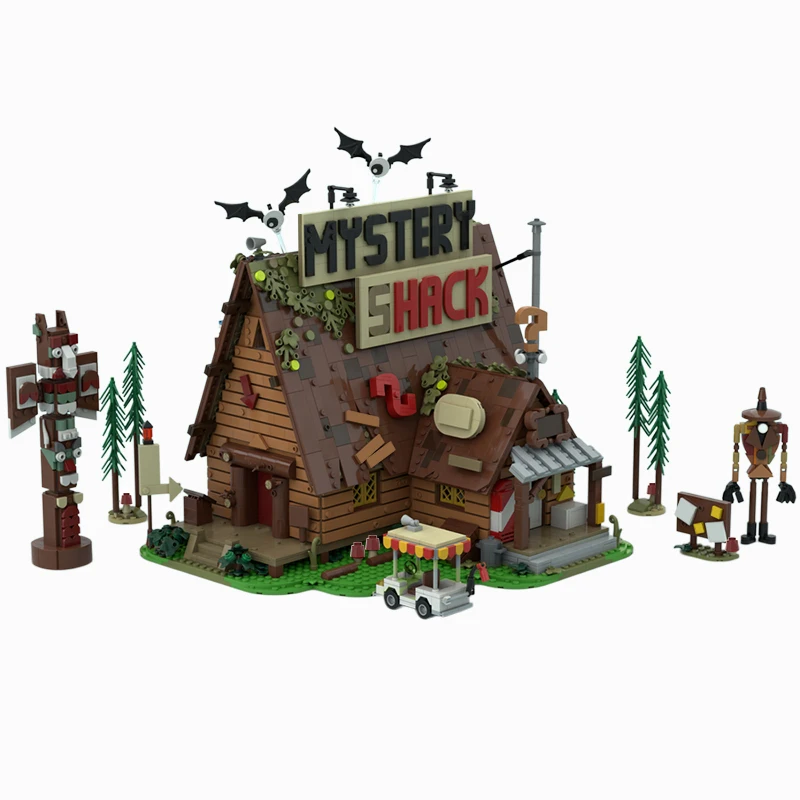 MOC Gravity Falls Mystery Shack 3874 Teile Bausteine Diorama Öko-Tasche Verpackung Feiertagsgeschenk Sammlermodell