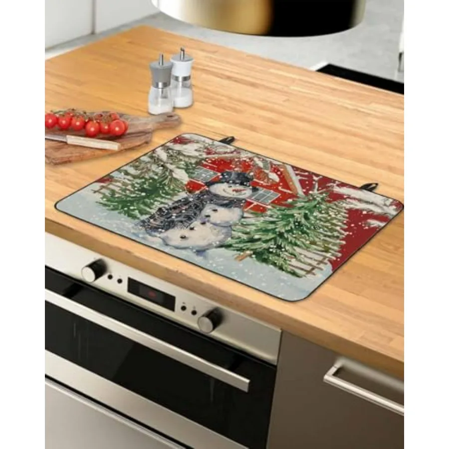 

Induction Cooktop Protector Mats 36x21 Inch Christmas Tree Snowman Red Farmhouse Stove Top Covers Mat Cooker Scratch-Proof Pats
