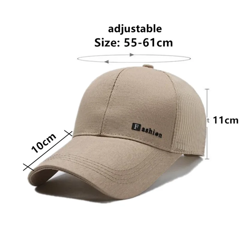 New Summer Mesh Cap Breathable Baseball Caps For Men Golf Cap Camping Fishing Cap Extended Brim Sunscreen Travel Hat Women's Hat