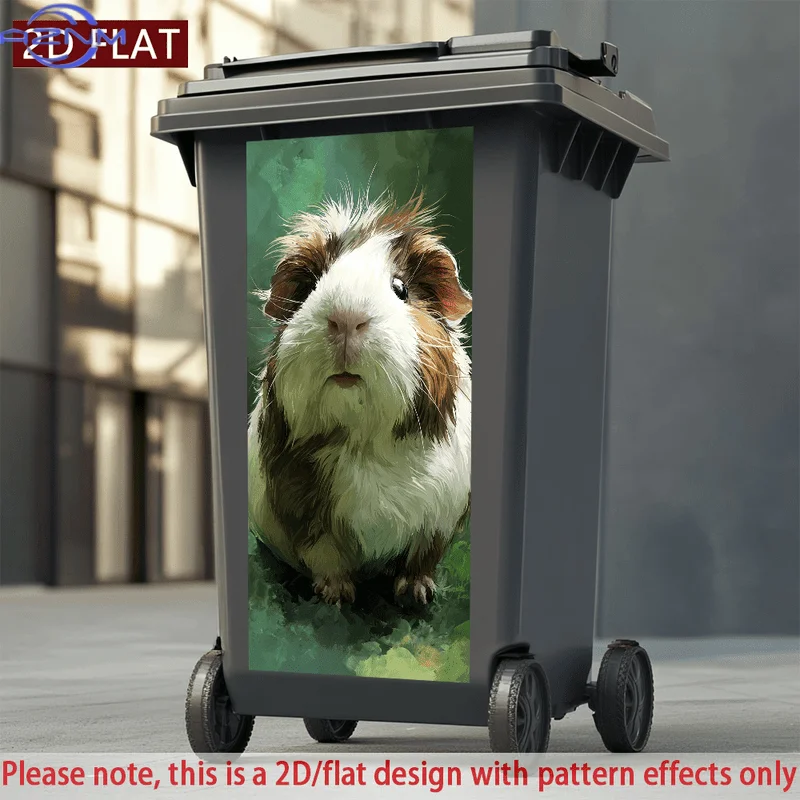 Pegatina Autoadhesiva de PVC para un Bote de Basura Decorativo con un Diseño Plano 2D de un Conejillo de Indias Esto es resistente al agua y a los arañazos.