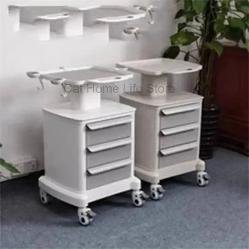 Professional Furniture Beauty Cosmetic Trolley Salon With Sockets Aesthetic Auxiliary Trolleys Offer Pink Folding Organizers Bar