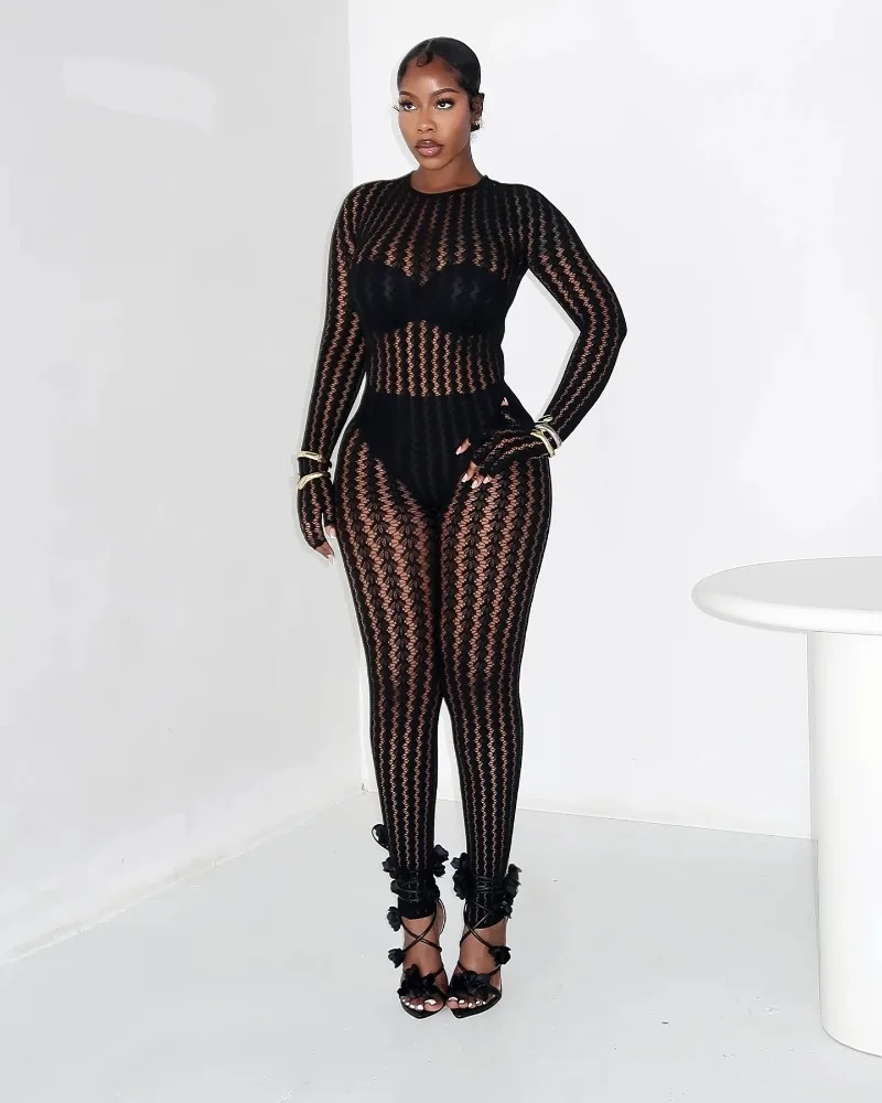 

Прозрачные бесшовные узкие комбинезоны с вырезами, женские сексуальные перчатки с круглым вырезом, с длинным рукавом, подтягивающие ягодицы, тонкие комбинезоны для ночного клуба