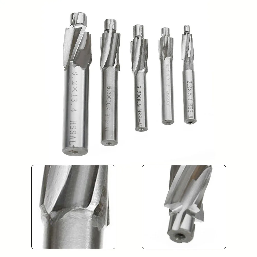 Imagem -03 - Hss Alta Velocidade Aço Fresa Countersink Broca para Máquina Cnc Counterbore End Mill Ferramenta de Entalho M3-m8 1pc