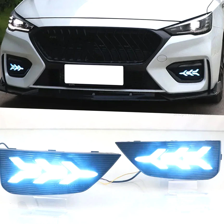 

CSCSNL 2PCS Car LED DRL Daytime Running Lights with yellow Turn signal Fog Lamp Covers for MG6 MG 6 2020 2021 2022